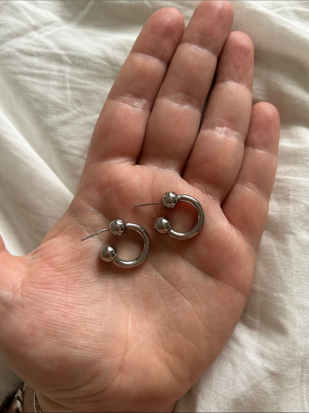 Justine Clenquet Polished Silver Ball Hoop Earrings